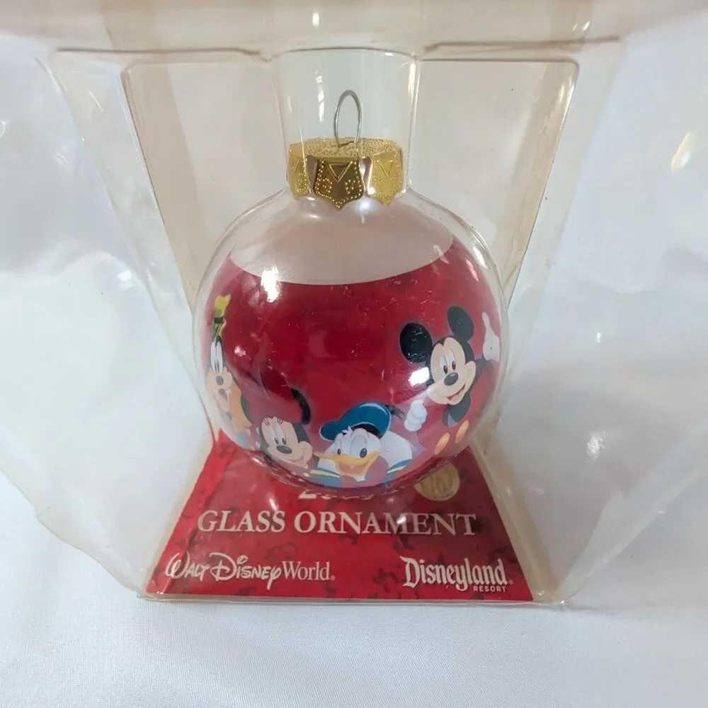 Disney Parks Mickey Minnie Donald Goofy Glass Christmas Ornament Wa Disney World